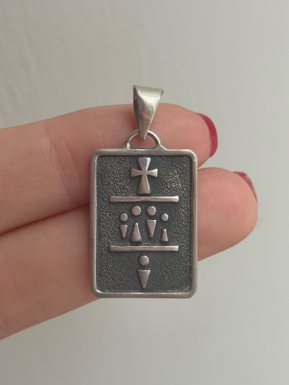 Sterling Silver JOY Jesus Others Yourself Signed Unisex Rectangle Tablet Pendant